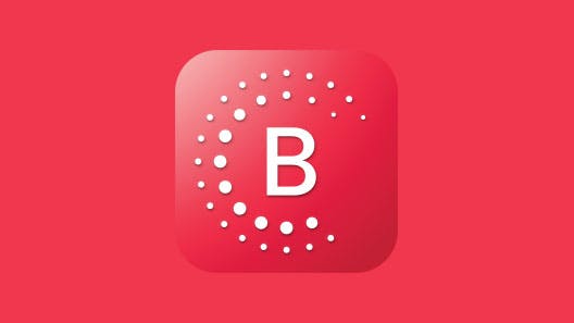 A Bernafon App icon on a red background.